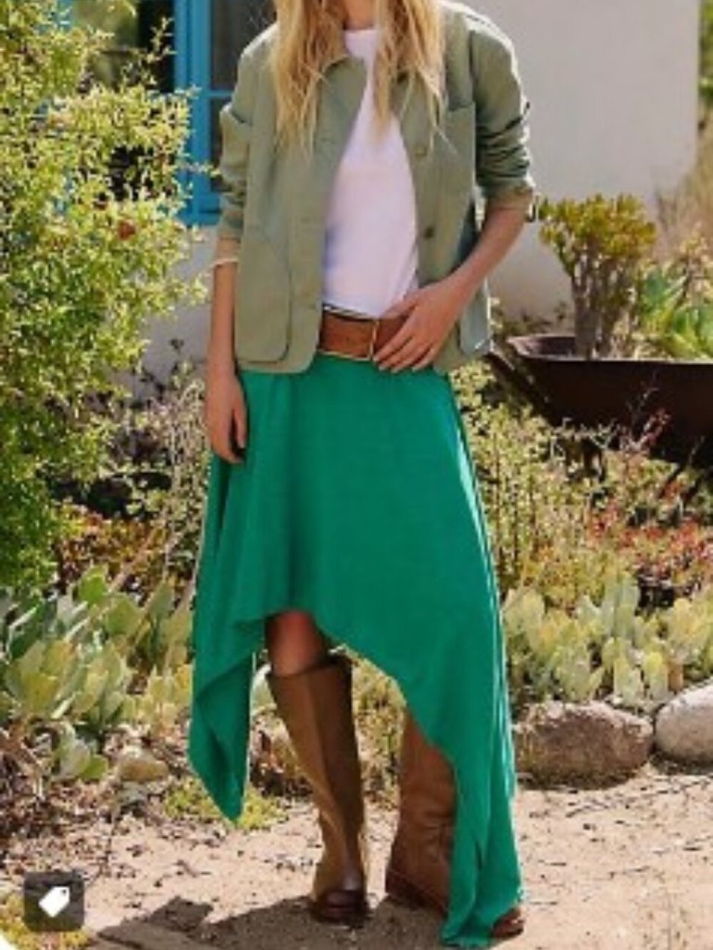 FREE PEOPLE INDIGO SWEATER SKIRT SIZE XL IN COLOR VIVID GREEN